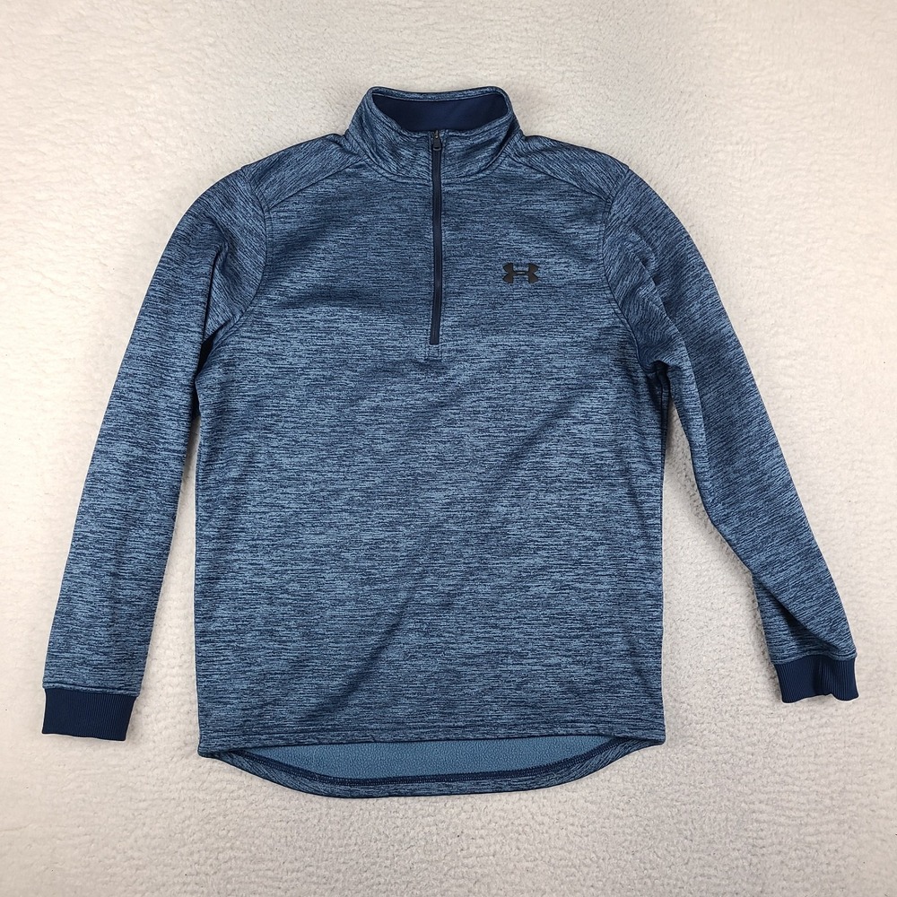 Under Armour Sweater Mens Medium Blue Heathered Performance Loose Coldgear Golf